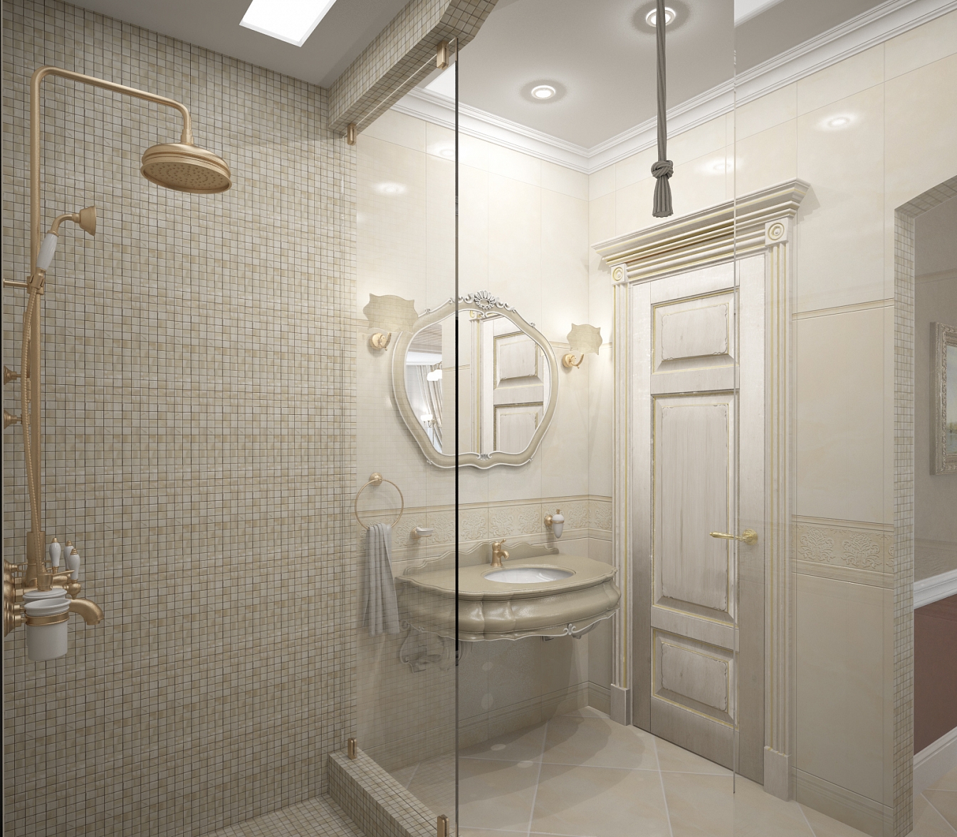 Разработка и реализация дизайн проекта коттеджа в поселке Ямное: душевая, фото 2 Разработка и реализация дизайн проекта коттеджа в поселке Ямное: душевая, фото 2