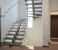 Разработка дизайна интерьера для коттеджа в Воронеже: прихожая и лестница на 2 этаж, фото 1